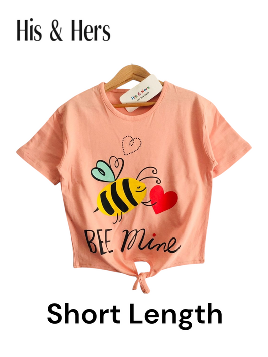 Bee Mine Kid's Peach T-Shirt Girls 107