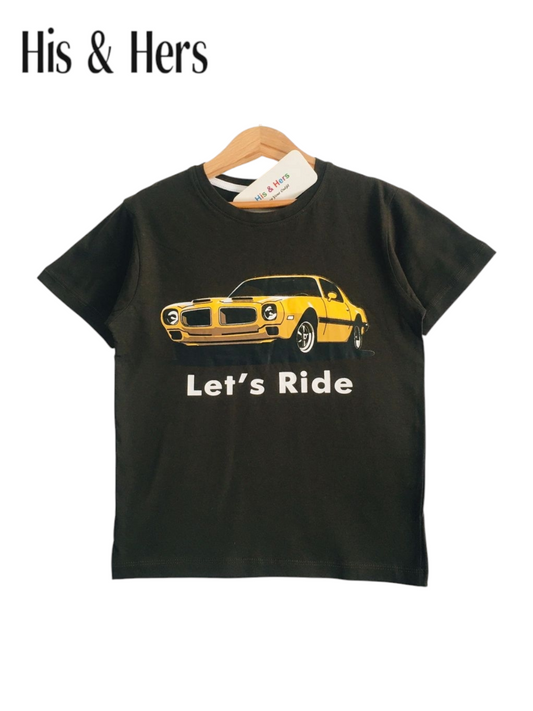 Let's Ride Kid's Dark Green T-Shirt Boys 120