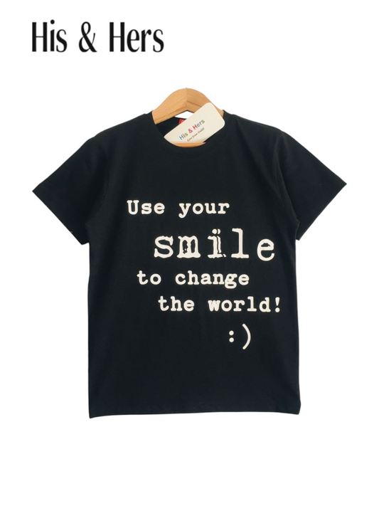 Smile Quotes Kid's Black T-Shirt Boys 255