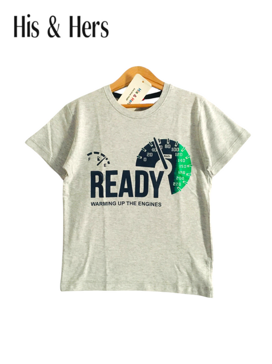 READY?  Kid's Grey T-Shirt Boys 108