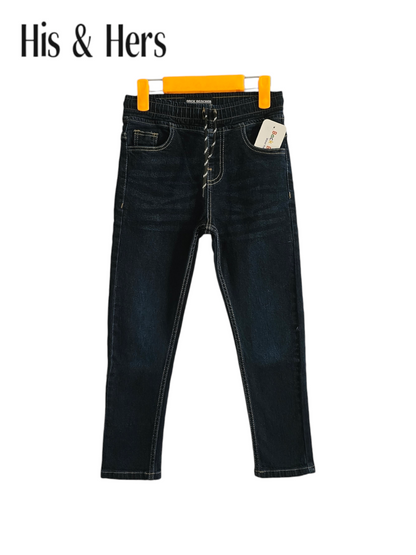 Kid's Elastic Waist Dark Blue Jeans Boys