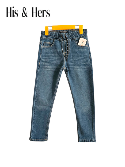 Kid's Elastic Waist Light Blue Jeans Boys