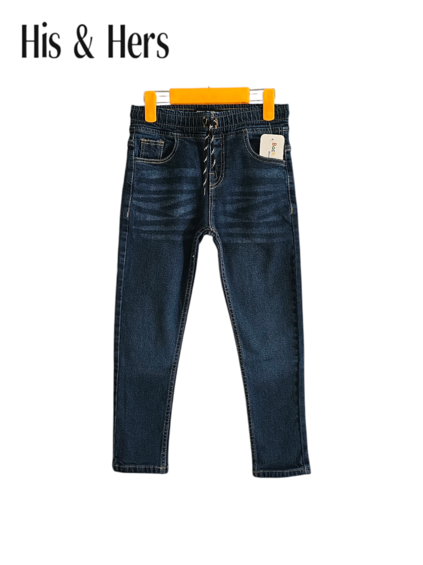 Kid's Elastic Waist Mid Blue Jeans Boys