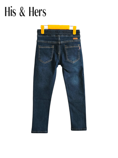 Kid's Elastic Waist Mid Blue Jeans Boys