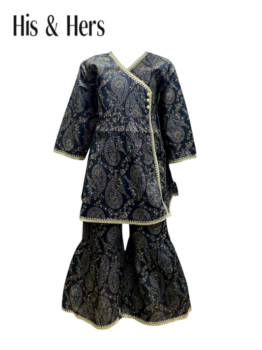 Printed 2 Piece Black Lawn Suit Girls