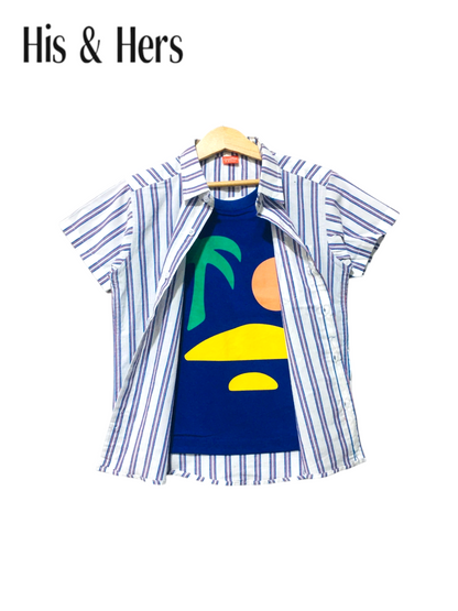 Island C-Blue & White Stripped Double Shirt Boys 121