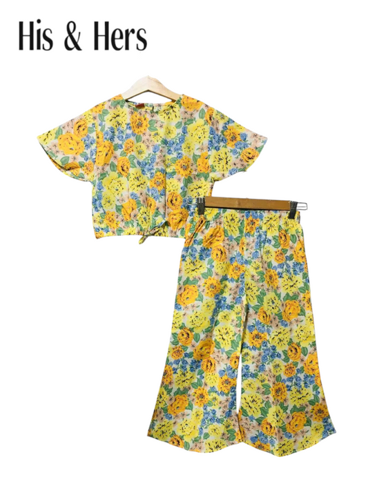 Yellow&Orange Flowers Skate Fish Girls L11