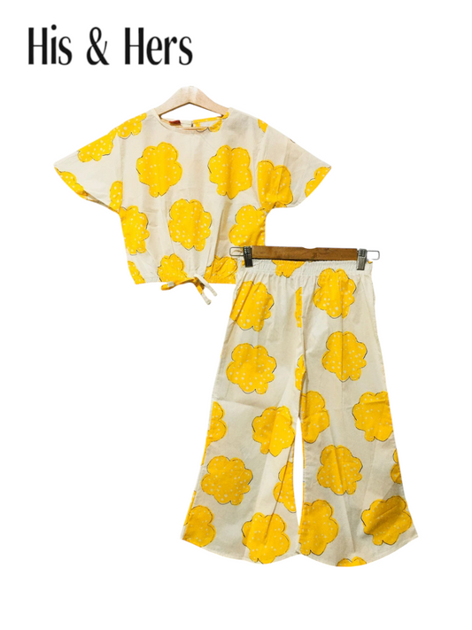 Yellow Leaves Allover Print White Skate Fish Girls 225
