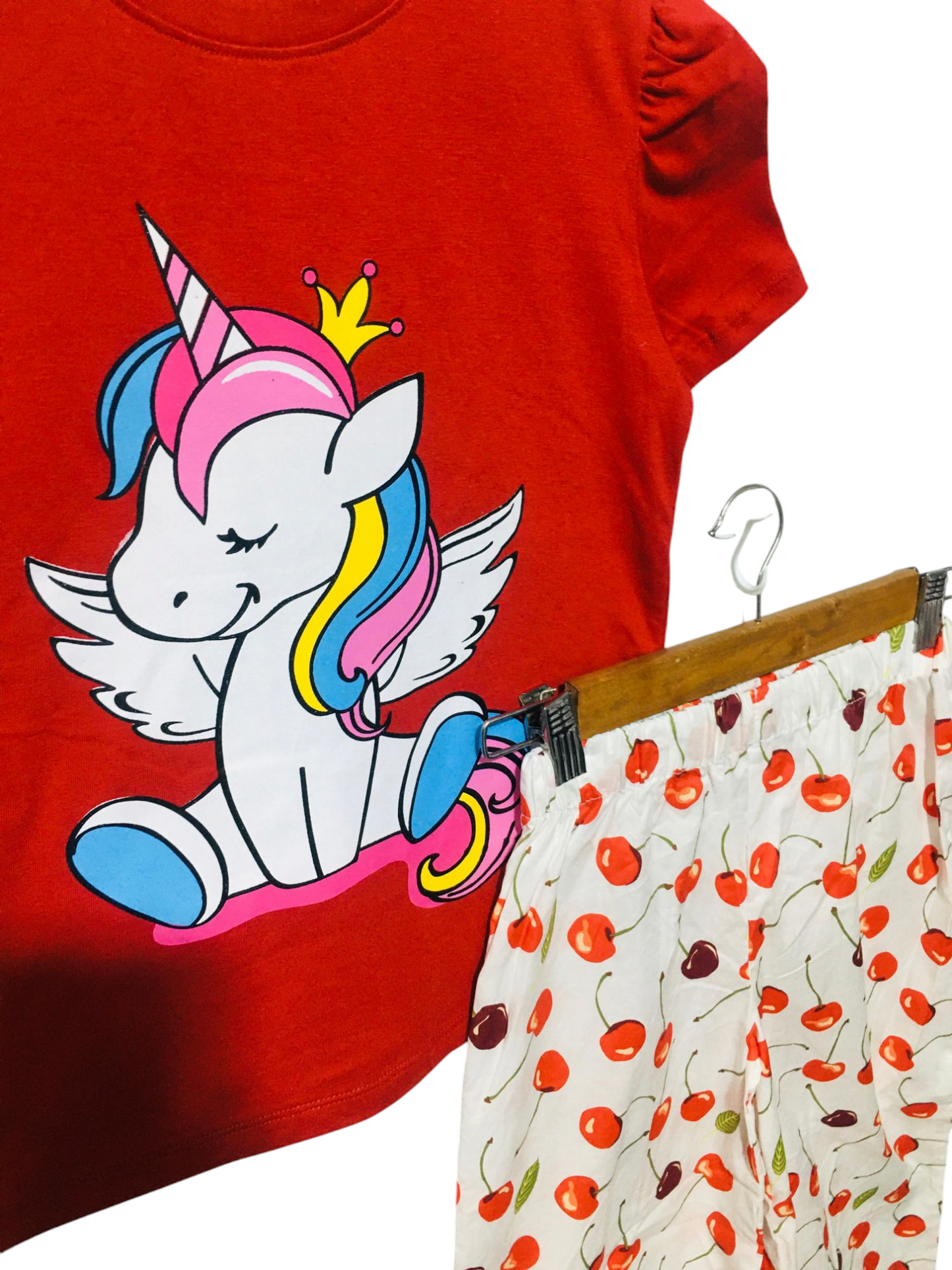 Unicorn Kid's Red T-Shirt & Cotton Flapper Girls 107
