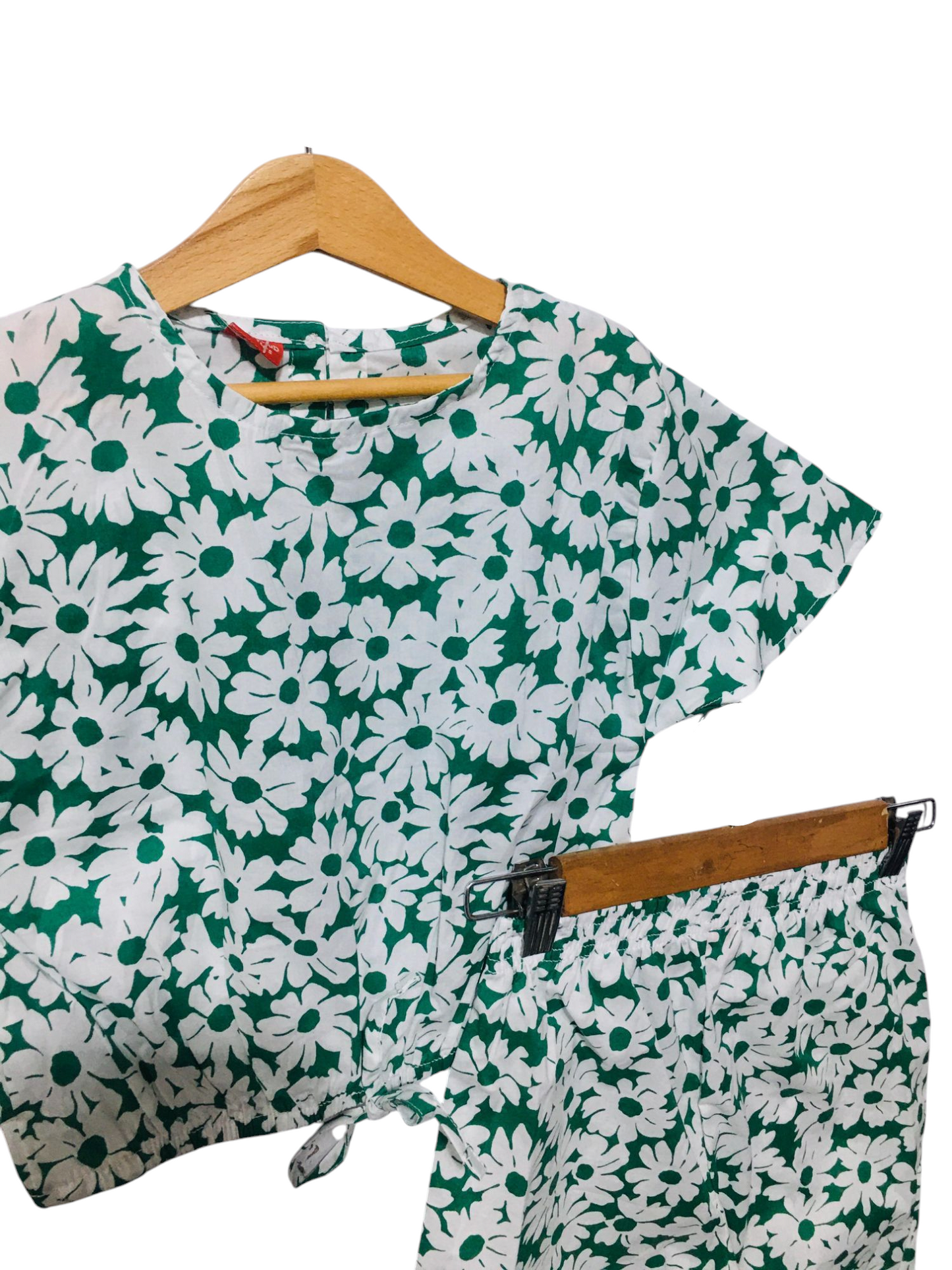 White Flowers Allover Prin Green Skate Fish Girls 233