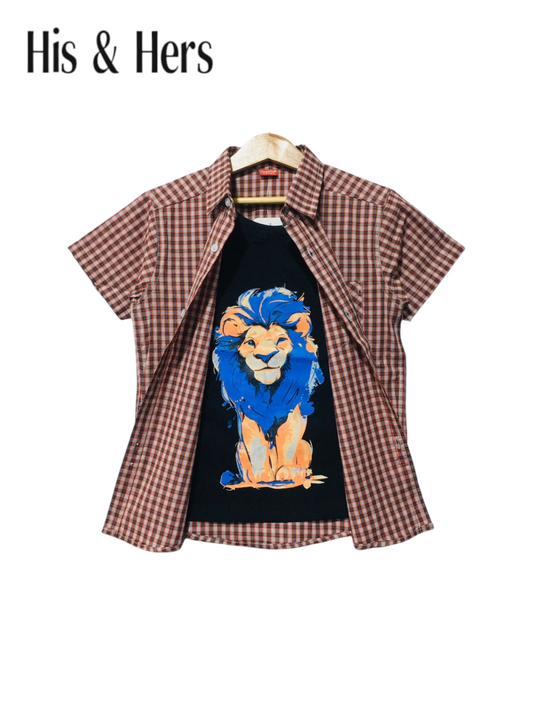Lion Black &  Red Checked Double Casual Shirt Boys 121