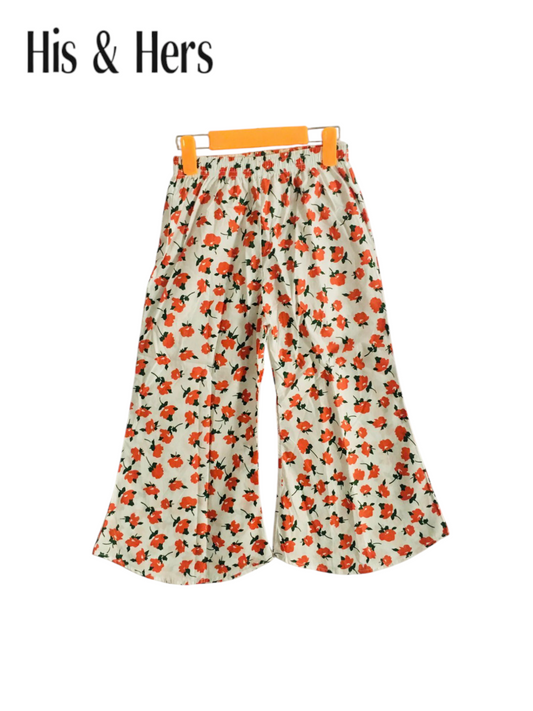 Orange Flowers Offwhite Cotton Flapper
