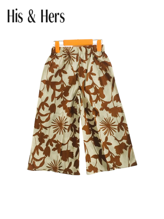 Brown Leaves Off-white Cotton Flapper