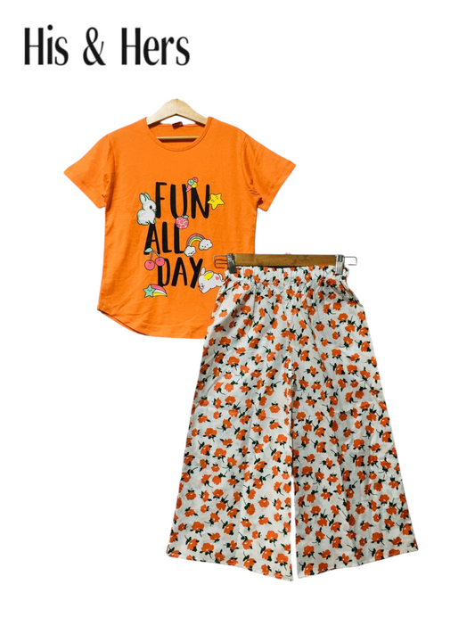 FUN ALL DAY Orange T-Shirt &Cotton Flapper Girls 203