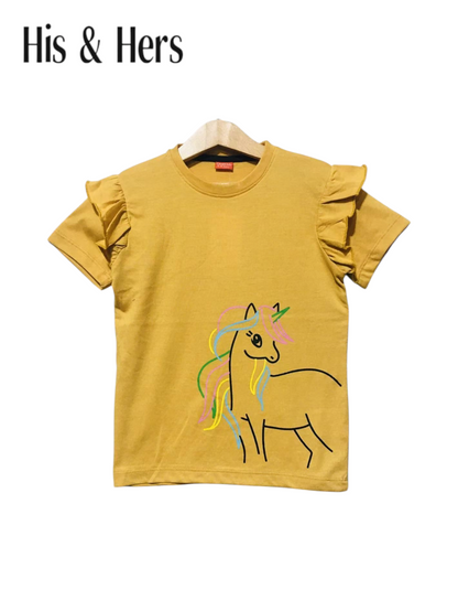 Deer Mustard Yellow T-Shirt Girls 121