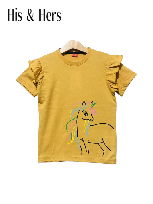 Deer Mustard Yellow T-Shirt Girls 121