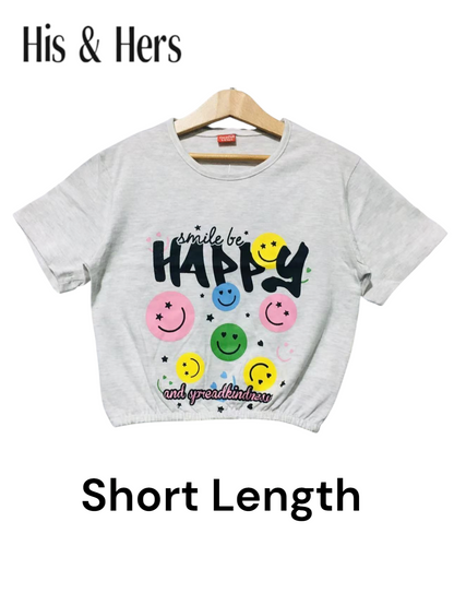 HAPPY  Smily Faces White T-Shirt Girls 121