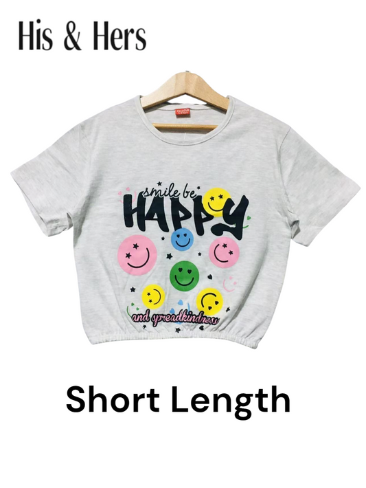 HAPPY  Smily Faces White T-Shirt Girls 121