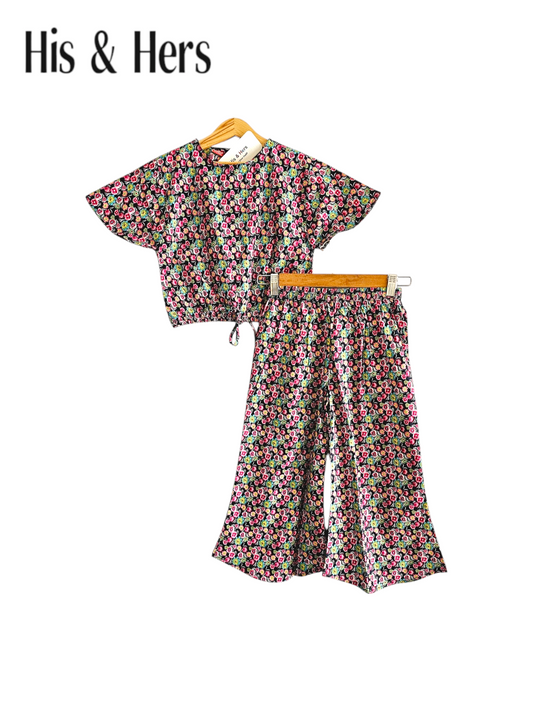 Pink& Yellow Flowers All Over Print Skate Fish Girls[1-4 Year] 226