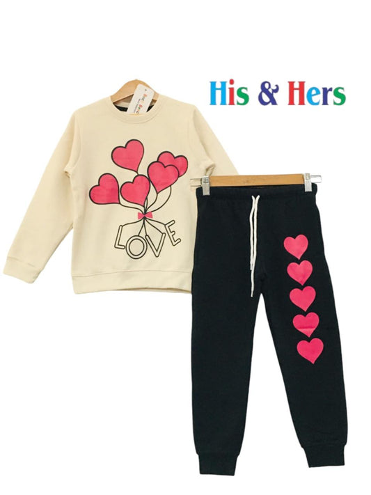 "Love" Hearts  Skin Color Track Suit Girls 125