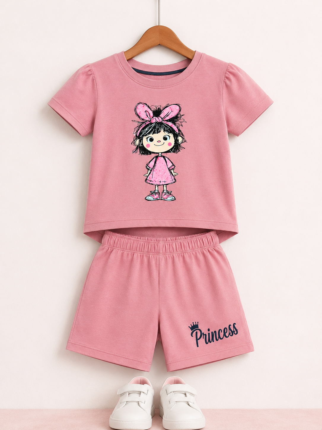 Doll Printed Peach Pink  Girls Nicker Suit 284