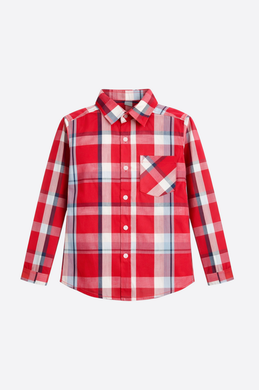 Red Checked Long Sleeves Casual Shirt 105