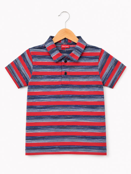 Red & grey Checked Boys  Polo Shirt 215