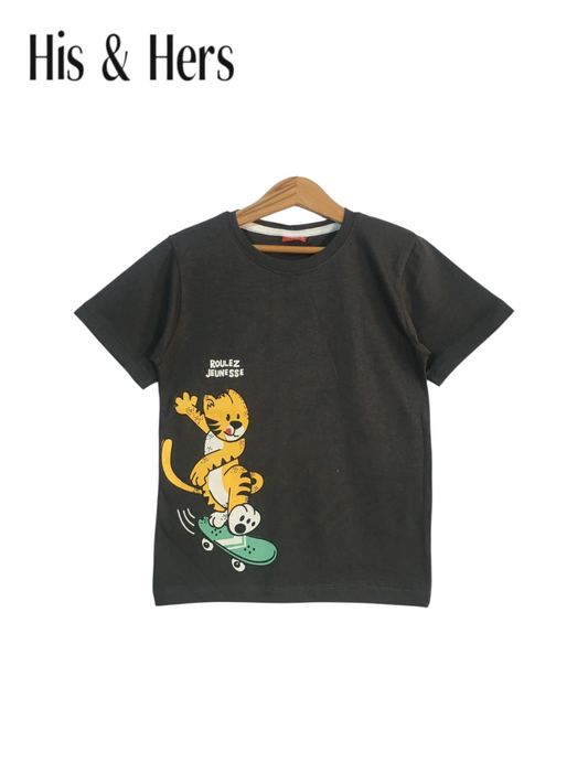 Skating Tiger Black T-Shirt Boys 213