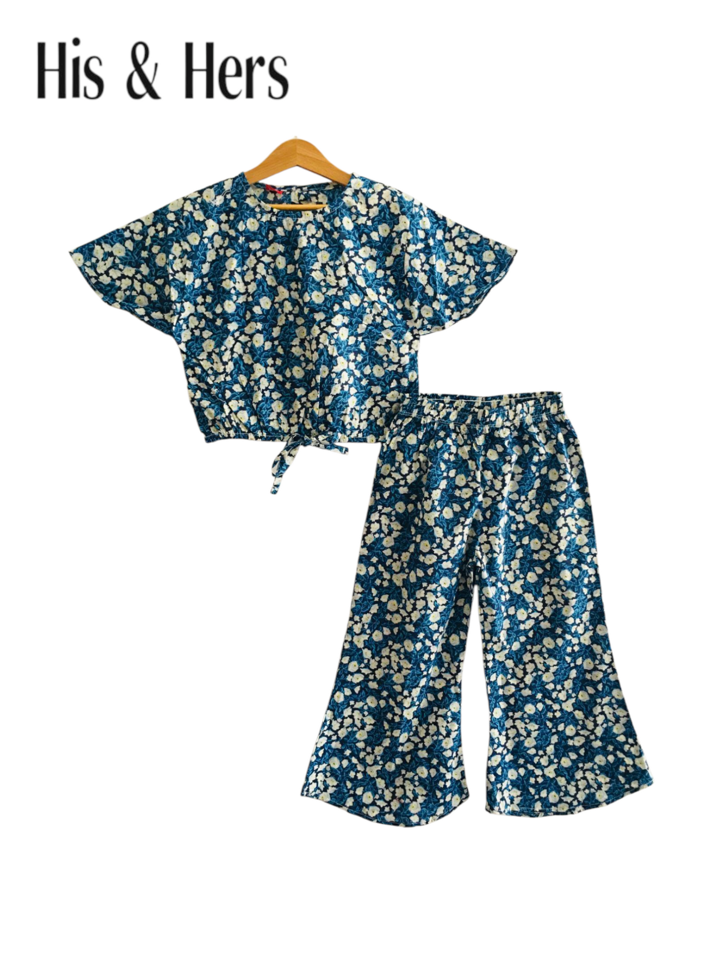 Small White Flowers All Over Print Cotton Girls Co-Ord Set 232