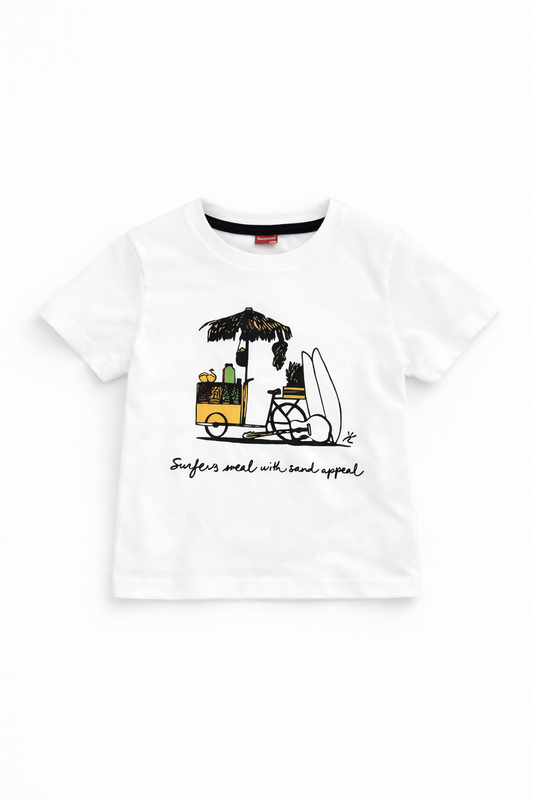 Surf Graphic Printed White T-Shirt 514