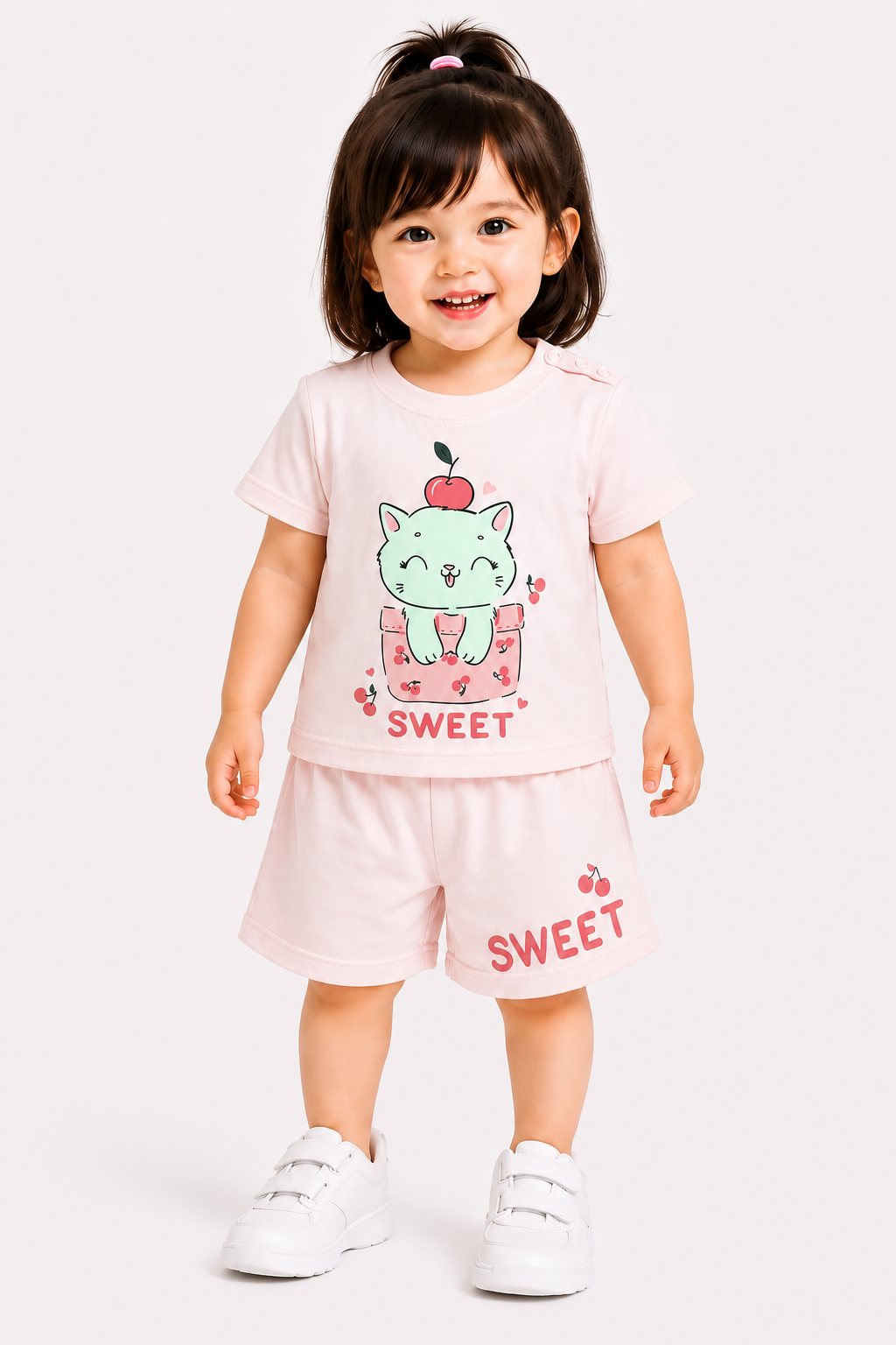Sweet Printed Light Pink Girls Nicker Suit 703