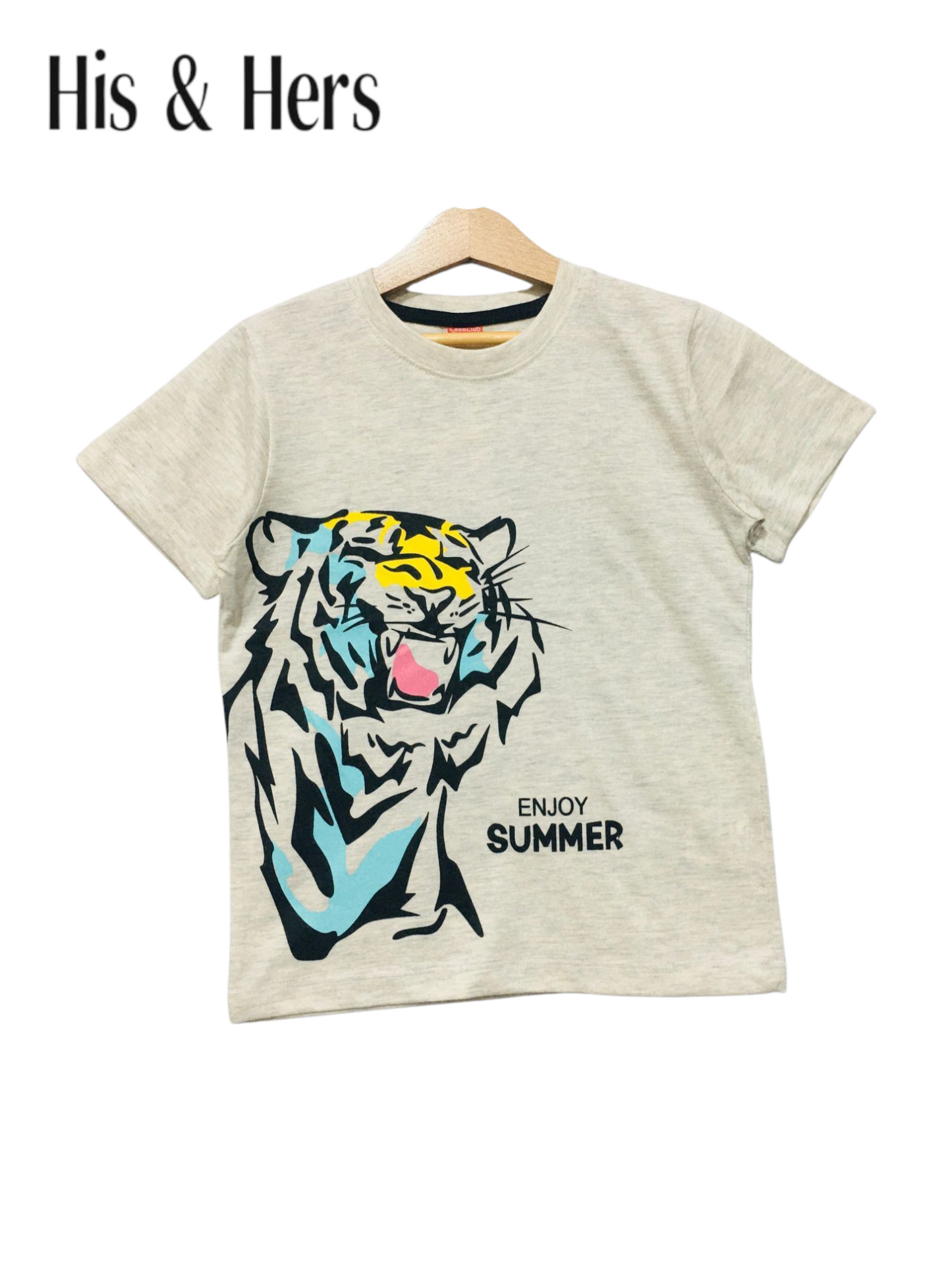 Tiger Print Oatmeal T-Shirt Boys 526
