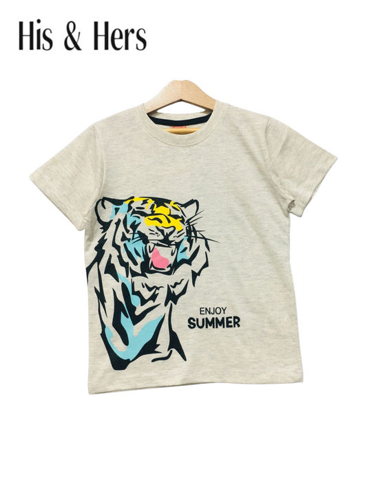 Tiger Print Oatmeal T-Shirt Boys 526