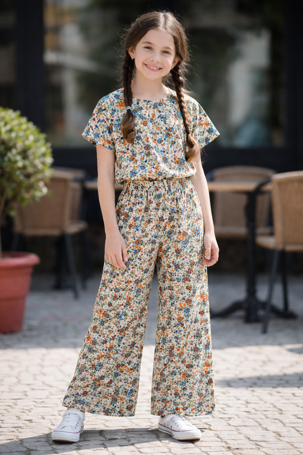Veetzie Floral Print Cotton Girls Co-Ord Set 513