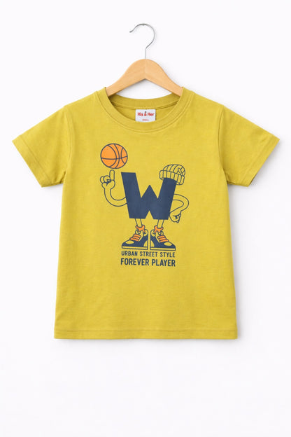 [W Forever Player ] Printed Mustard Boys T-Shirt 301