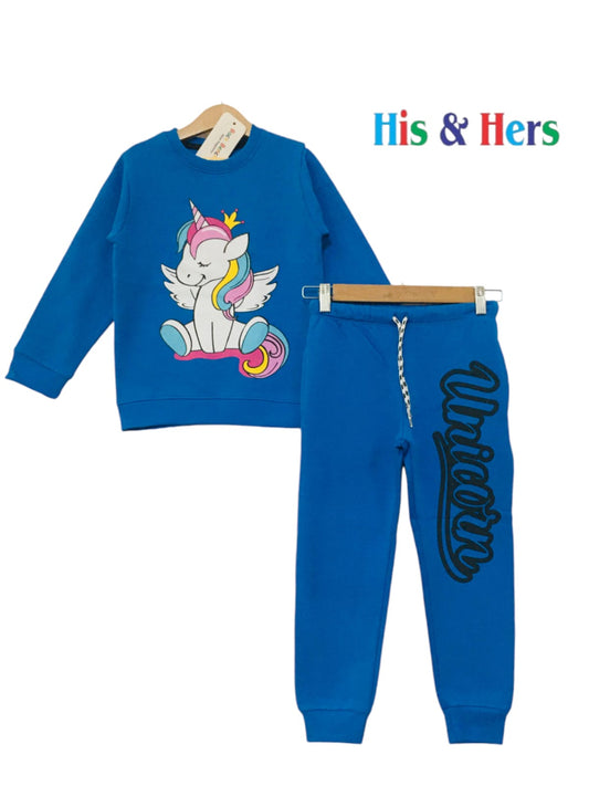 Unicorn Blue Tracksuit Girls 002C