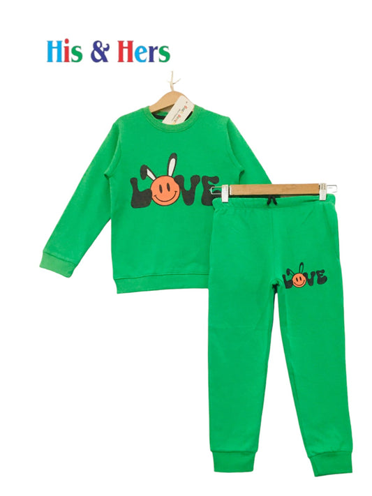 Love Smile Green Tracksuit Girls (004)