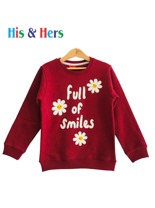 Full of Smile Mahroon Sweatshirt Girls (003)