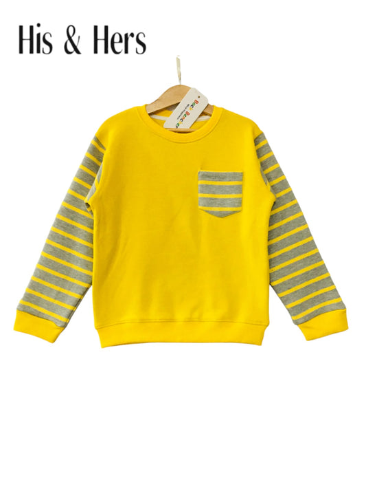 Gray Lines Pocket Yellow Sweatshirt Unisex (005)