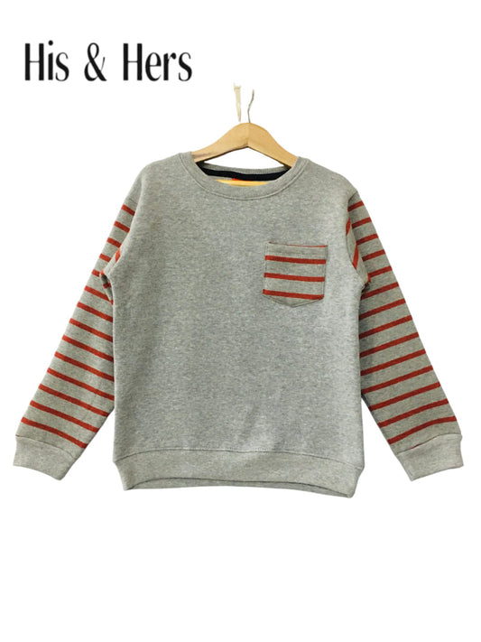 Red Lines Pocket Gray  Sweat Shirt Boys 004