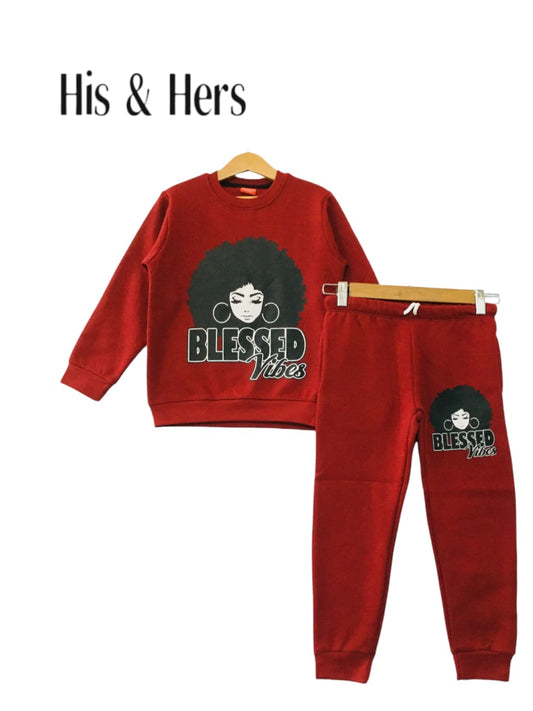 "BLESSED" Mahroon Tracksuit Girls (004)