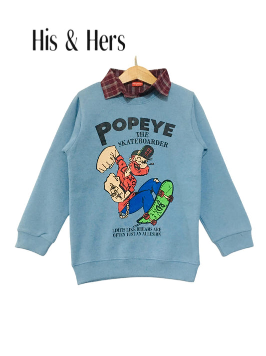 Pop Eye Blue Double sweatshirt Boy (305)