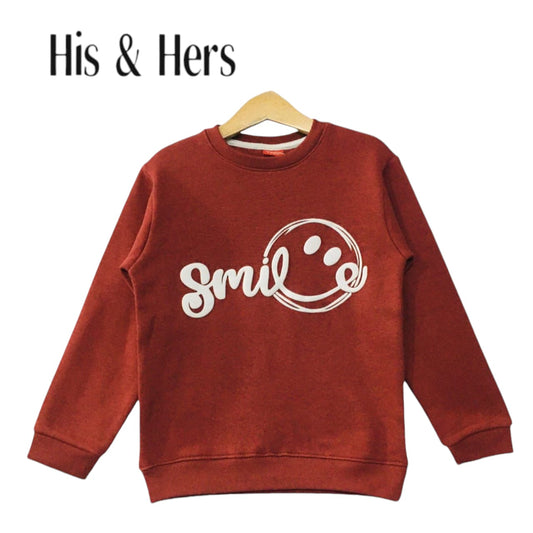 Smile Face Mahroon Sweatshirt Boys (300)