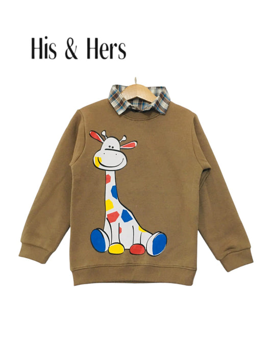 Giraffe Brown Double Sweatshirt Boys  005A