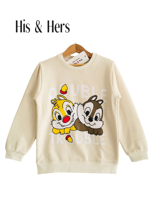 Double Trouble Cream Sweatshirt Girls (004)