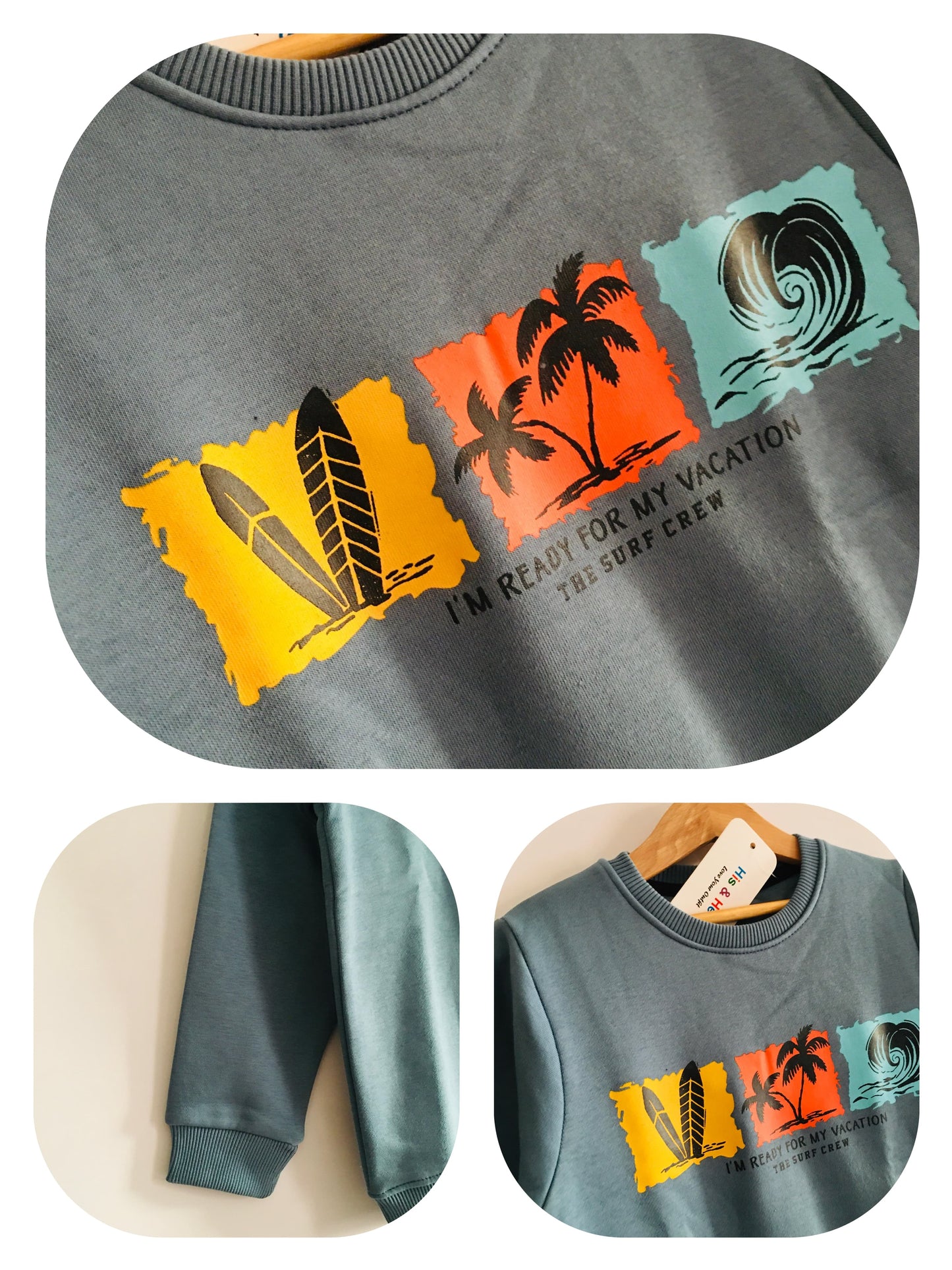 Ready for Vacation Blue Sweatshirt Boys  005A