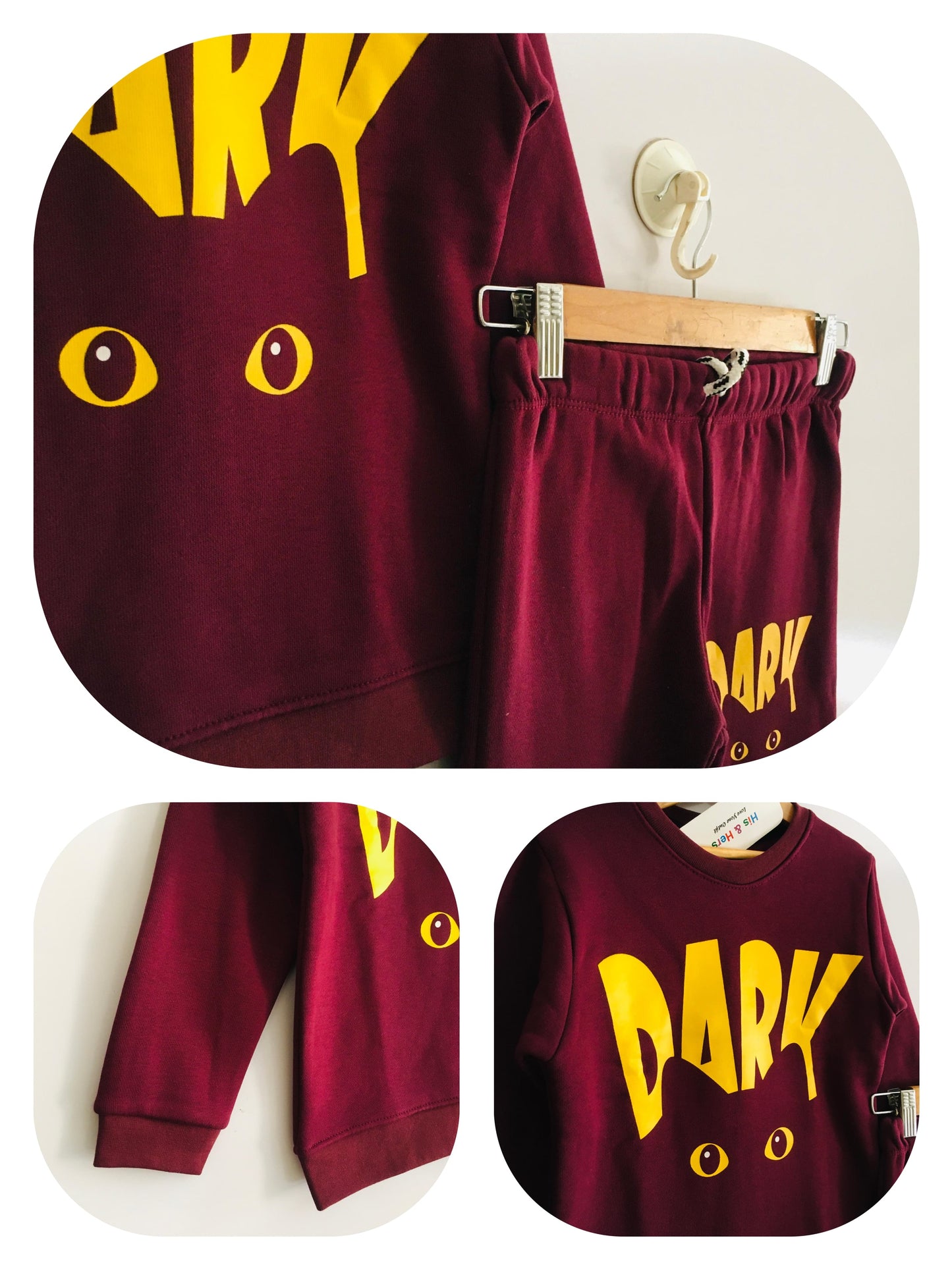DARK Cat Face Mahroon Track Suit  Unisex 006C