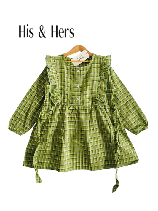 Green Checked Girl Top Girls (008)