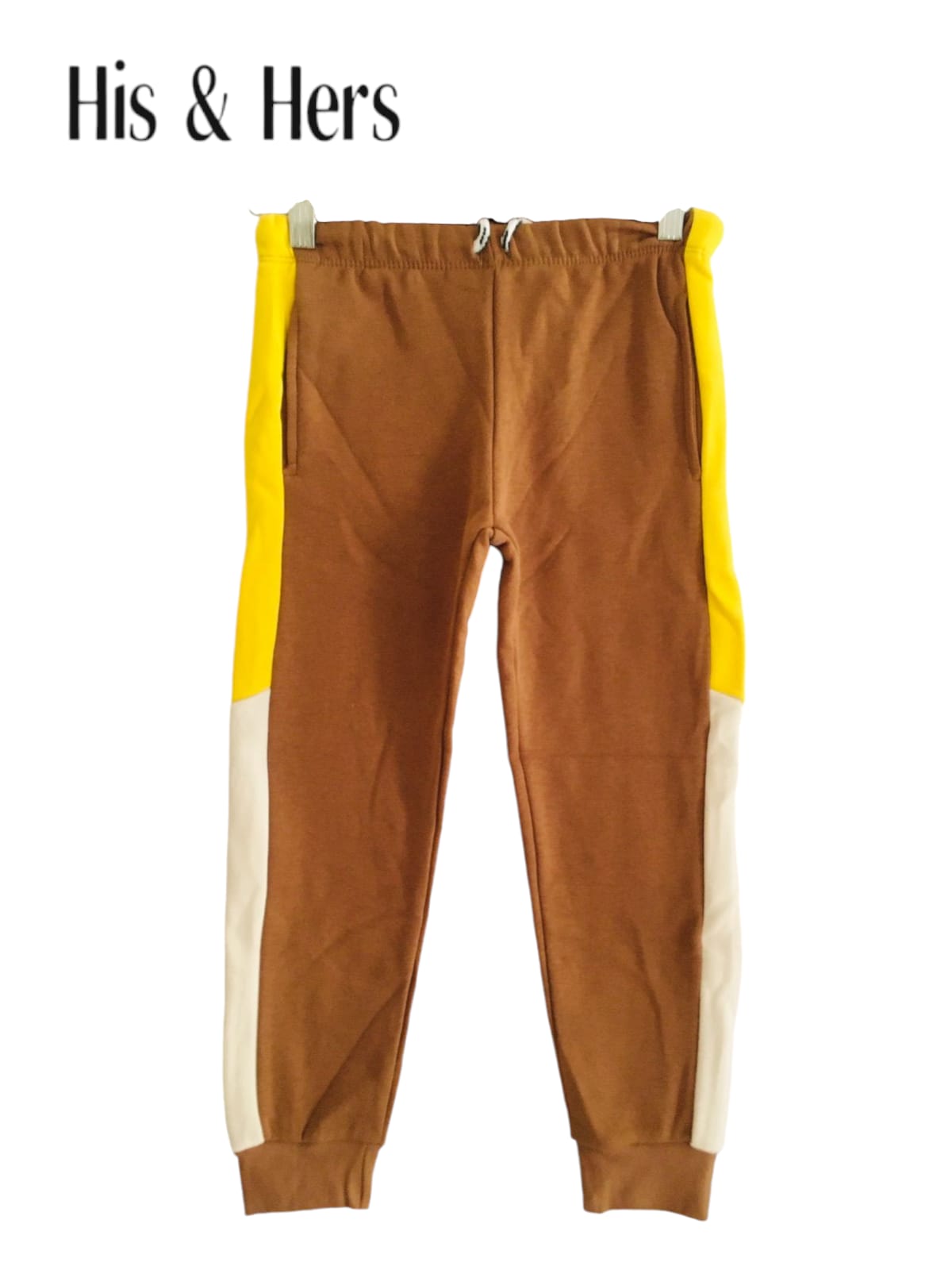 Yellow& White Panel Brown Trousers Unisex(008)