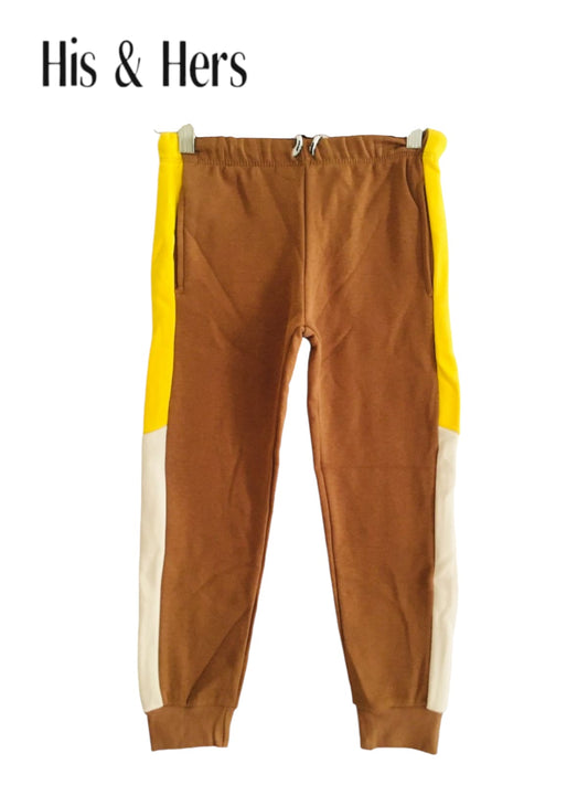 Yellow& White Panel Brown Trousers Unisex(008)